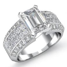 Classic Invisible Set Sidestone diamond Ring 14k Gold White