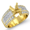 Round & Princess Diamond Engagement Invisible Semi Mount Ring 14k Yellow Gold 1.63Ct - javda.com 