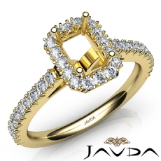 French Cut Pave Set Diamond Engagement Emerald Semi Mount Ring 14k Gold Yellow  (1Ct. tw.)