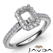 French Cut Pave Set Diamond Engagement Emerald Semi Mount Ring 14k White Gold 1Ct - javda.com 