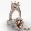 Pear Semi Mount Halo Pave Setting Diamond Engagement Ring 18k Rose Gold 2.1Ct - javda.com 