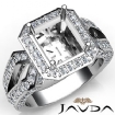 1.4Ct Diamond Engagement Ring Emerald Semi Mount Platinum 950 Halo Setting