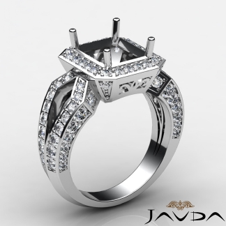 1.4Ct Diamond Engagement Ring Emerald Semi Mount Platinum 950 Halo Setting