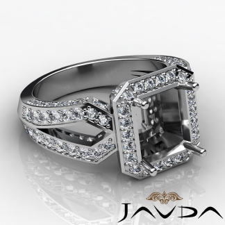 1.4Ct Diamond Engagement Ring Emerald Semi Mount Platinum 950 Halo Setting