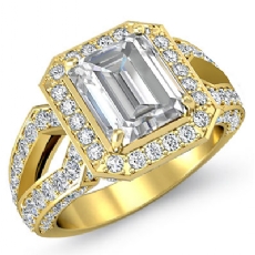 Split Shank Halo Pave Set diamond Ring 18k Gold Yellow