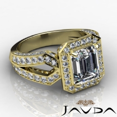 Split Shank Halo Pave Set diamond Ring 18k Gold Yellow