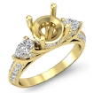 Pear Round Diamond 3 Stone Engagement Ring Semi Mount Setting 18k Yellow Gold 1.21Ct - javda.com 