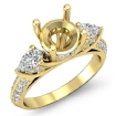 Pear Round Diamond 3 Stone Engagement Ring Semi Mount Setting 14k Yellow Gold 1.2Ct - javda.com 