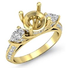 Pear Round Diamond 3 Stone Engagement Ring Semi Mount Setting 14k Gold Yellow  (1.21Ct. tw.)