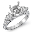 Pear Round Diamond 3 Stone Engagement Ring Semi Mount Setting Platinum 950 1.2Ct - javda.com 