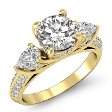 Three Stone Sidestone diamond Ring 18k Gold Yellow