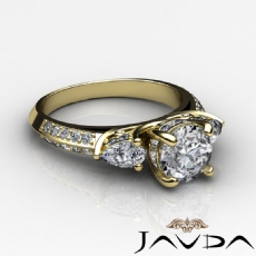 Three Stone Sidestone diamond Ring 14k Gold Yellow
