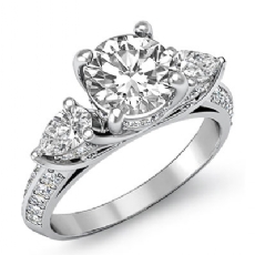 Three Stone Sidestone diamond Ring Platinum 950