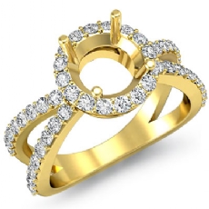 Diamond Engagement SemiMount Ring Split Shank 14k Gold Yellow Halo Setting  (0.75Ct. tw.)