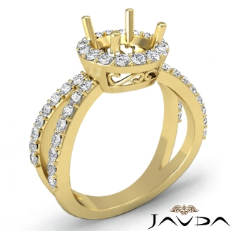 Diamond Engagement SemiMount Ring Split Shank 18k Gold Yellow Halo Setting 0.75Ct