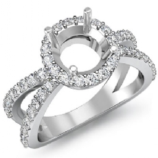 Diamond Engagement SemiMount Ring Split Shank 14k White Gold Halo Setting 0.75Ct