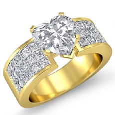 Classic Side Stone 4 Prong diamond  14k Gold Yellow