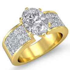 Classic Side Stone 4 Prong diamond Ring 14k Gold Yellow