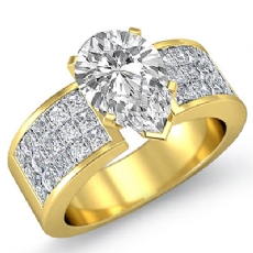 Classic Side Stone 4 Prong diamond Ring 14k Gold Yellow