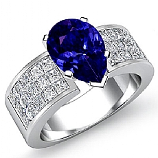 Classic Side Stone 4 Prong diamond Ring 14k Gold White