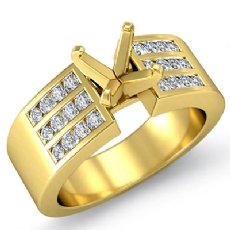 Round Diamond Engagement 3 Row Channel Womens Ring Setting 14k Gold Yellow (0.31Ct. tw.)