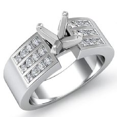 0.31Ct Round Diamond Engagement 3 Row Channel Womens Ring Setting 14K White Gold