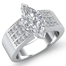 Channel Set Sidestone diamond Ring 14k Gold White