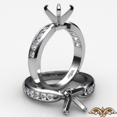 Round Diamond Engagement Ring Channel Setting 14K White Gold Wedding Band 0.31Ct