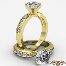 Pinched Shank 4 Prong Peg Head diamond Ring 14k Gold Yellow