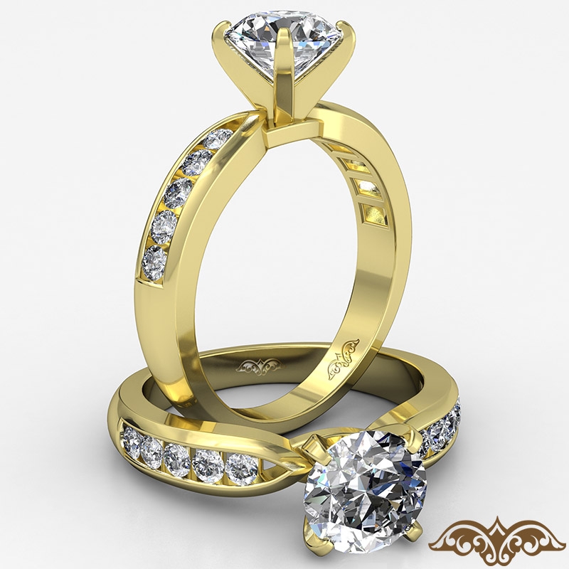 Pinched Shank 4 Prong Peg Head diamond Ring 14k Gold Yellow