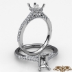 Diamond Engagement Pave Setting Platinum 950 Emerald Semi Mount Ring 0.55Ct - javda.com 