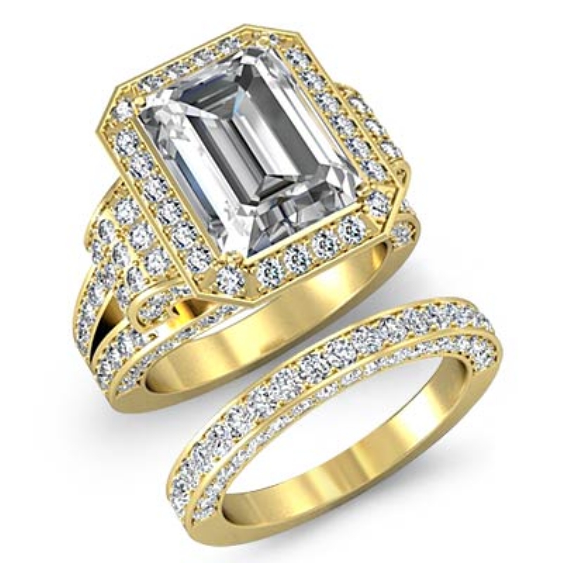 Antique Halo Pave Bridal diamond Ring 14k Gold Yellow