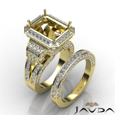Antique Halo Pave Bridal diamond Ring 14k Gold Yellow