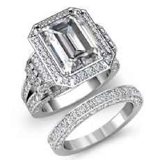 Antique Halo Pave Bridal diamond Ring 14k Gold White