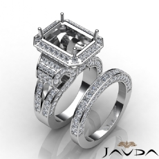 Antique Halo Pave Bridal diamond Ring 18k Gold White