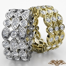 Pave Bezel Diamond Women's Anniversary Eternity Band 14k W Gold 8.7mm Ring 1.3Ct