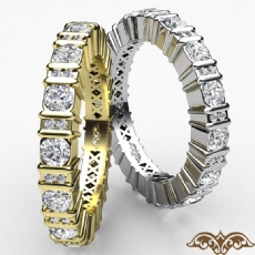 Round Cut Bar Set Diamond Eternity Wedding Band 14k White Gold Women Ring 1.8Ct