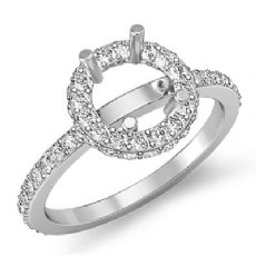Diamond Engagement Ring 14k White Gold Round Semi Mount Halo Pave Setting 0.85Ct