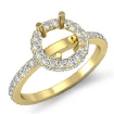Diamond Engagement Ring 18k Yellow Gold Round Semi Mount Halo Pave Setting 0.85Ct - javda.com 