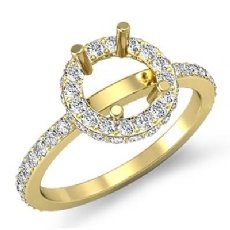 Diamond Engagement Ring 18k Gold Yellow Round Semi Mount Halo Pave Setting  (0.85Ct. tw.)