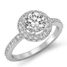 Circa Halo Sidestone Pave Set diamond Ring 18k Gold White