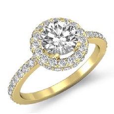 Circa Halo Sidestone Pave Set diamond Ring 18k Gold Yellow