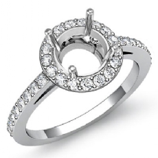 Diamond Engagement Ring Halo 14k White Gold Round Semi Mount 0.45Ctw