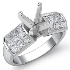 1.06Ct Princess Diamond Engagement Women's Ring Invisible Setting 14K White Gold