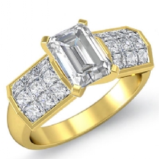 Invisible 4 Prong Setting diamond Ring 18k Gold Yellow