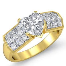 Invisible 4 Prong Setting diamond Ring 14k Gold Yellow