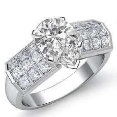 Invisible 4 Prong Setting diamond Ring 14k Gold White
