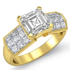 Invisible 4 Prong Setting diamond Ring 18k Gold Yellow