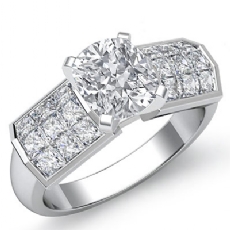 Invisible 4 Prong Setting diamond Ring 14k Gold White