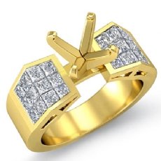 Princess Diamond Engagement Women Ring Invisible Semi Mount 14k Gold Yellow (0.84Ct. tw.)